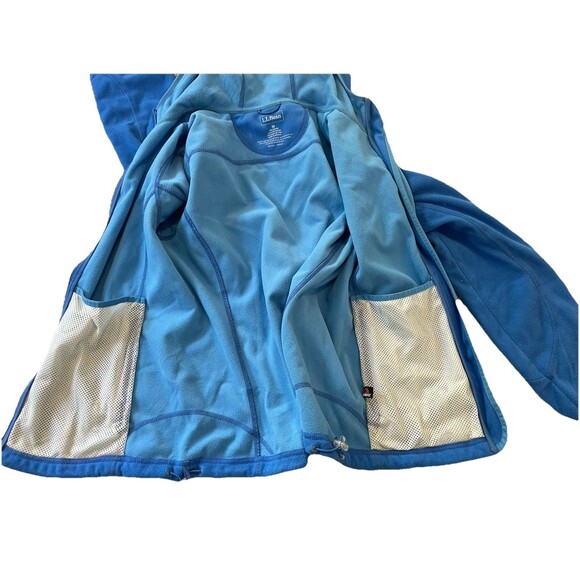 LL Bean Polartec Blue Hooded Fleece Jacket Womens Medium Full Zip - Picture 5 of 5